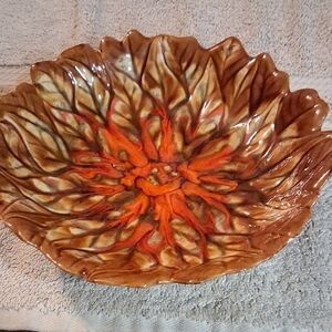 Handcrafted Ceramic Leaf Bowl in Earthy Tones